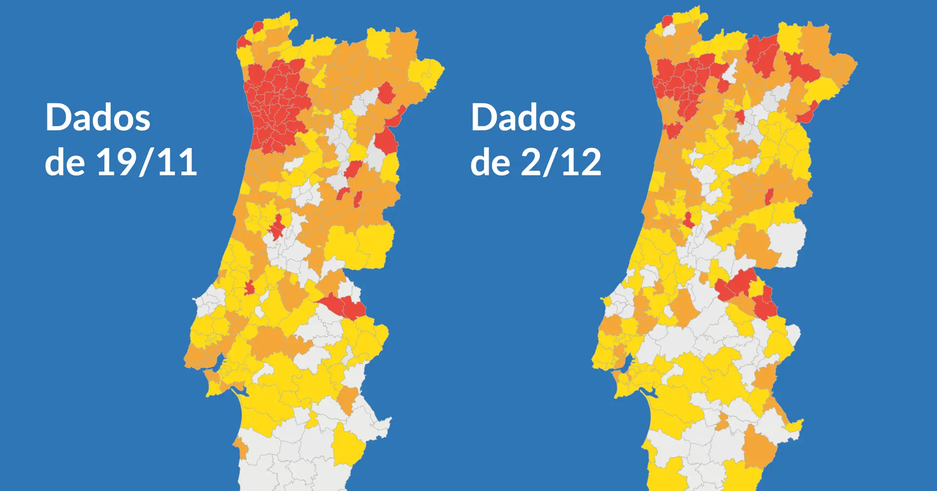 Os 113 concelhos que terão limites ao fim de semana (e o grau de risco de cada um)