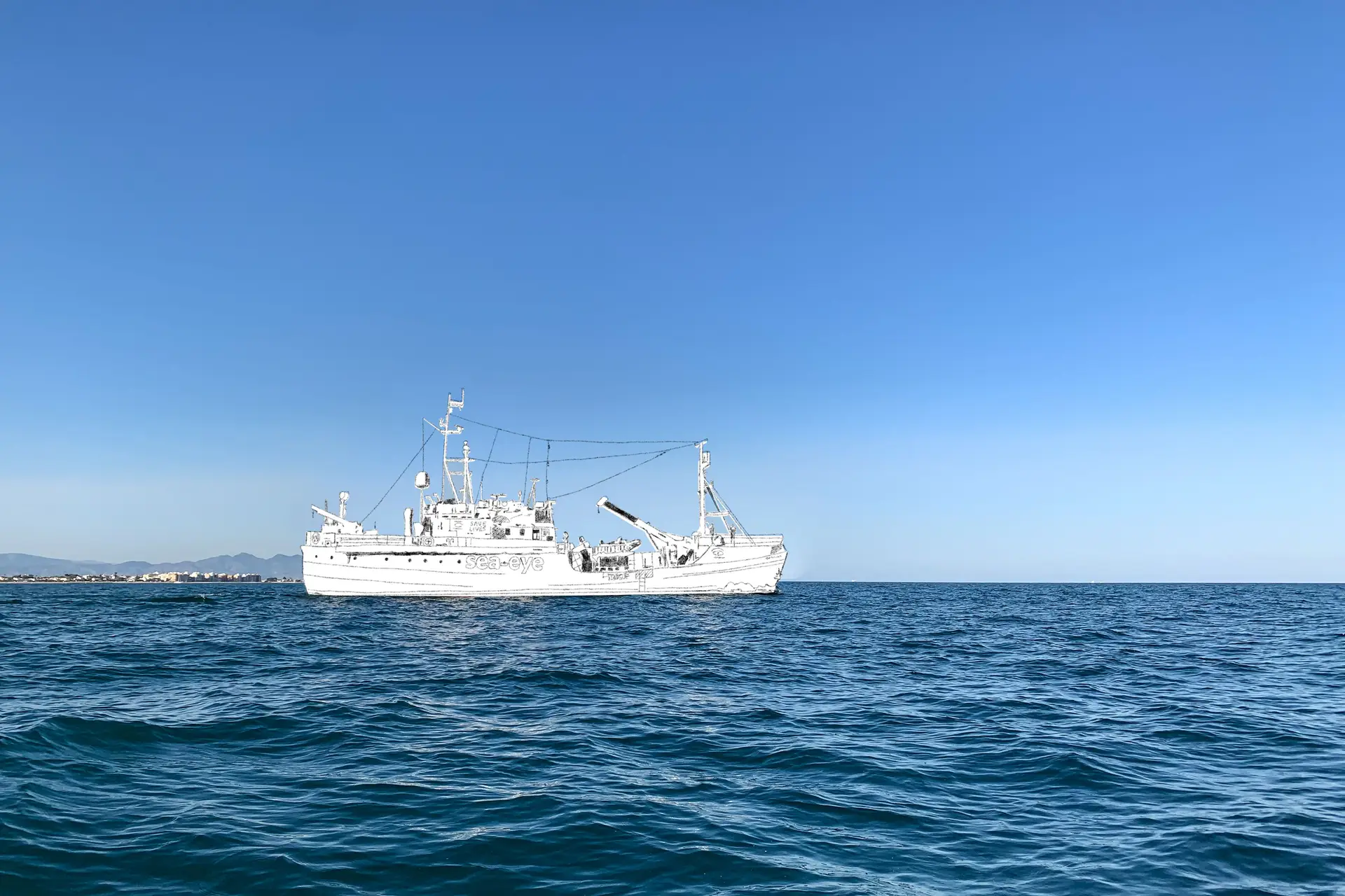 Fogo No Iate Turco No Mar Mediterrâneo Despejando a água No Iate