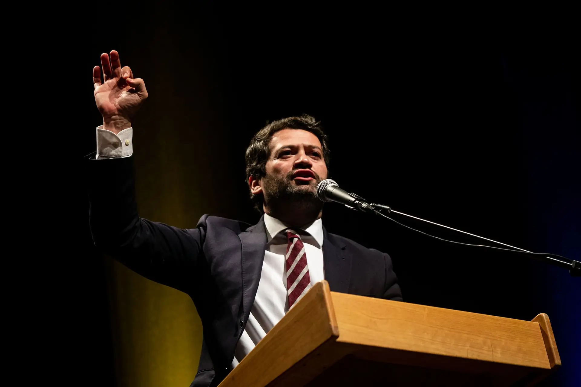 André Ventura num comício de campanha em Portalegre