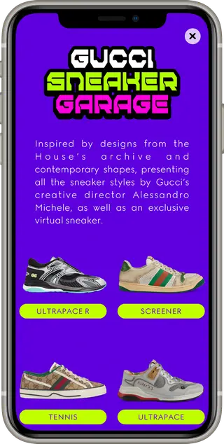 Launched on the brand's app in 2020, the Gucci Sneaker Garage lets users create bespoke virtual sneakers from existing models.