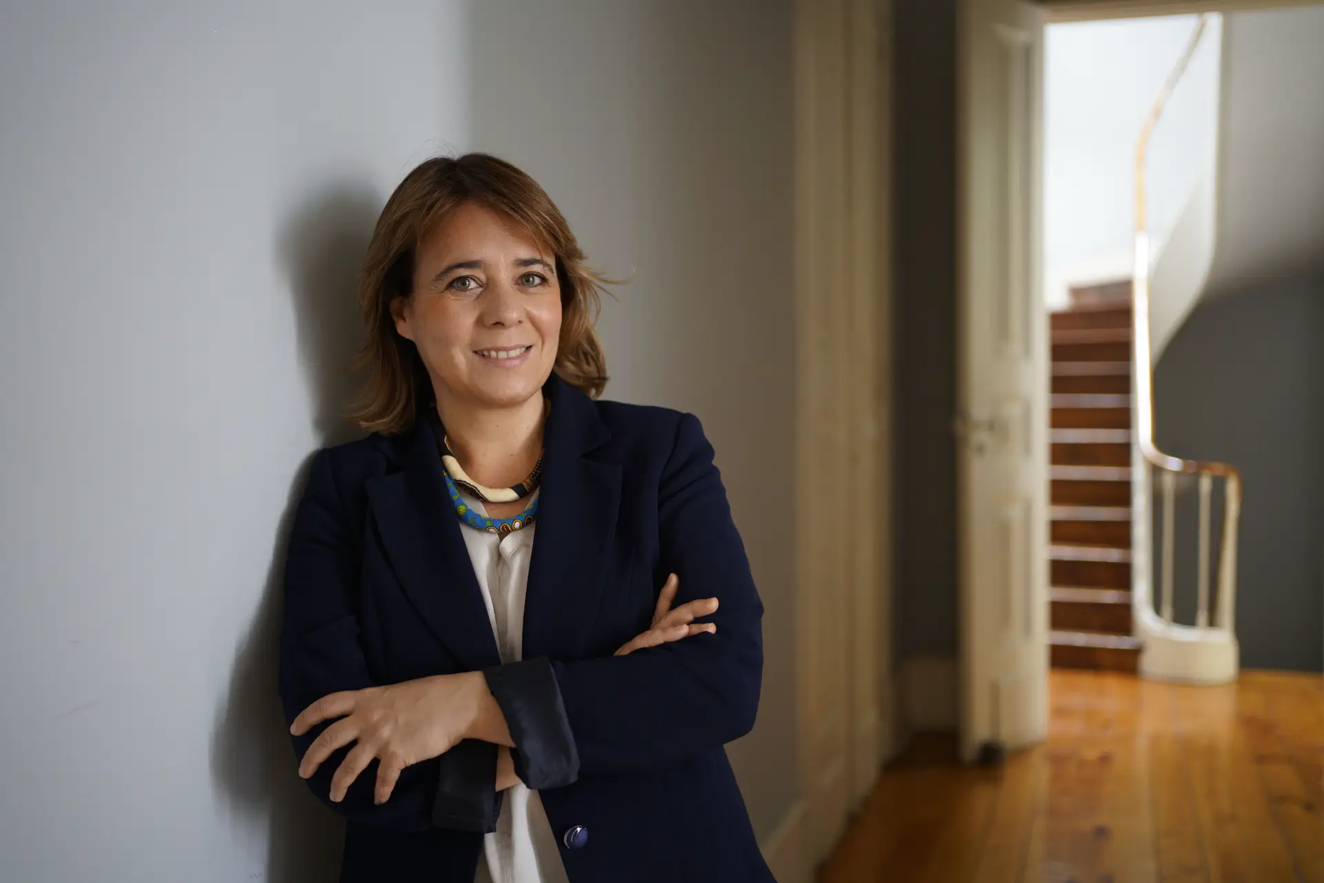 Catarina Martins na sede do Bloco de Esquerda, em Lisboa, numa entrevista ao Expresso, em maio de 2021