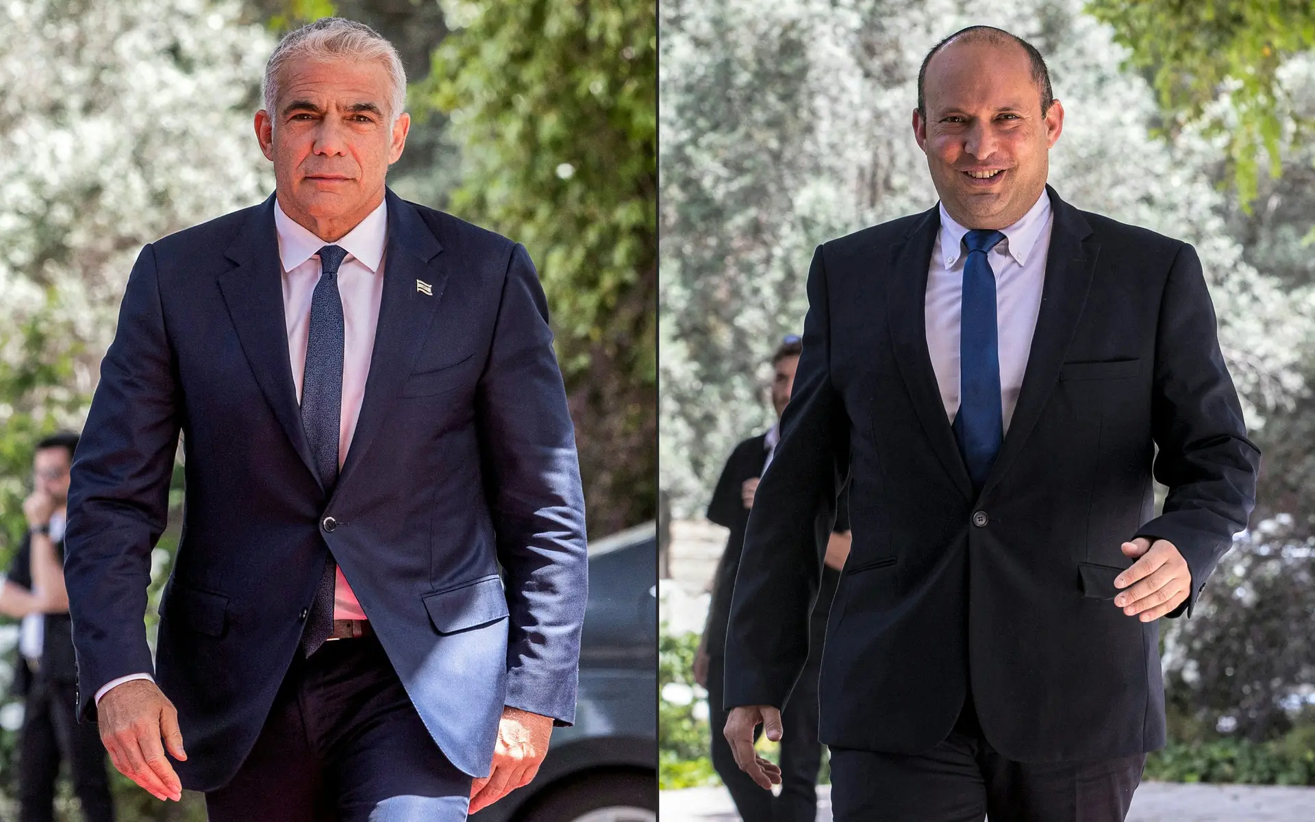 Yair Lapid, à esquerda; Naftali Bennett, à direita