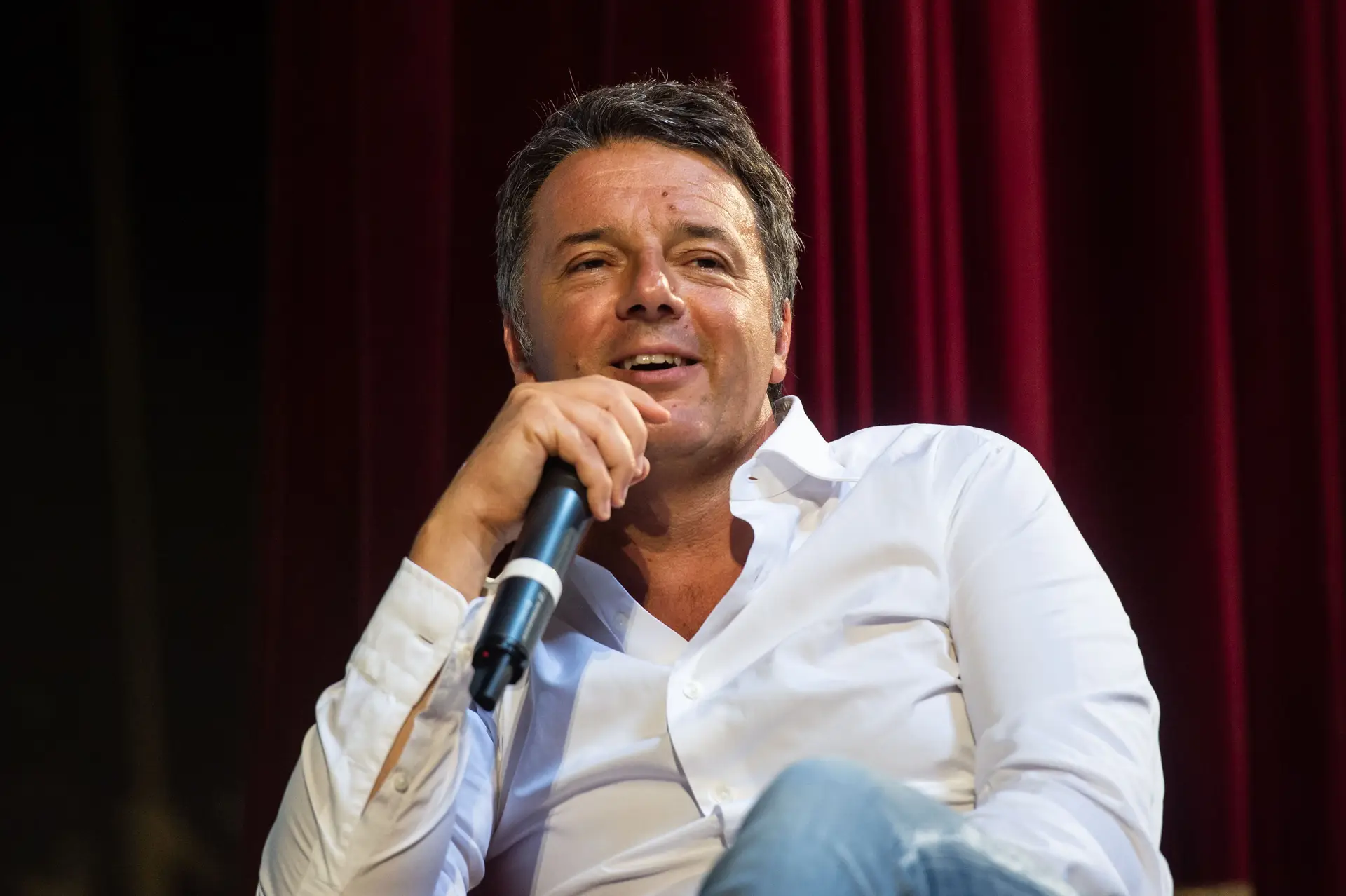 Matteo Renzi durante a apresentação do seu livro “Contro Corrente”, a 12 de julho em Roma
