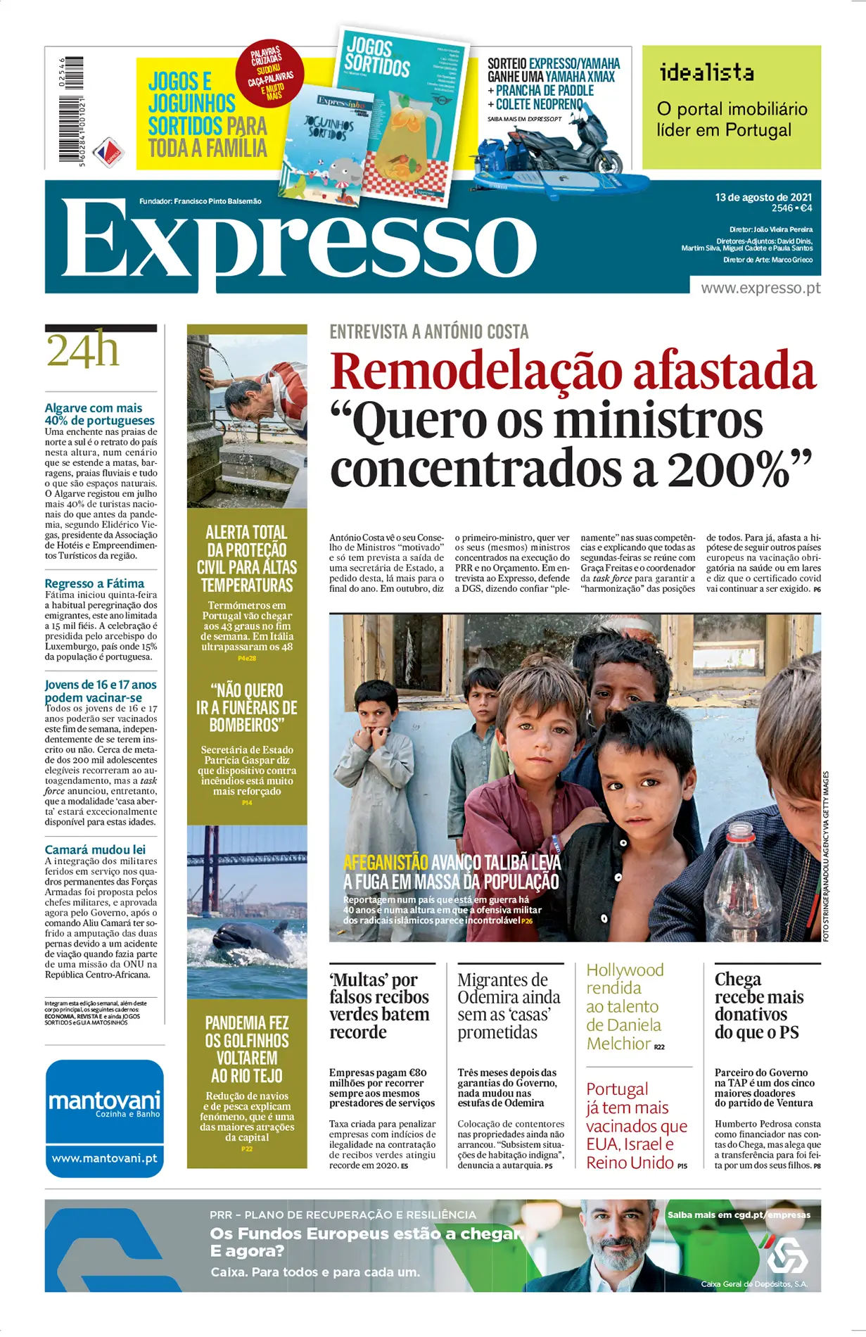 A primeira página do Expresso