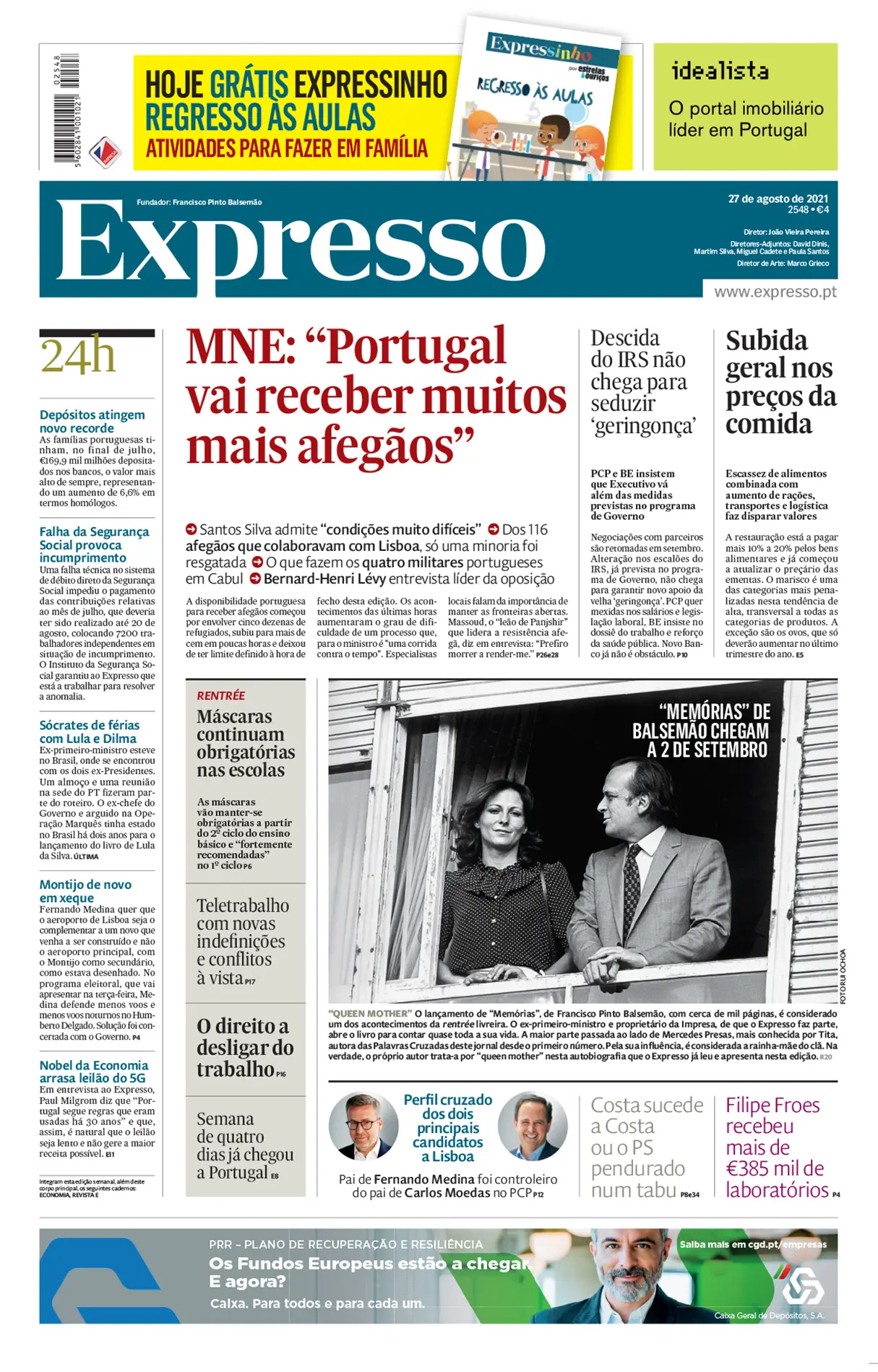 A primeira página do Expresso