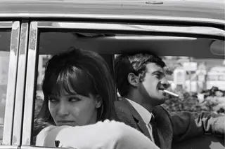 Anna Karina e Belmondo nas filmagens de “Pedro, o Louco” (1965), de Jean-Luc Godard