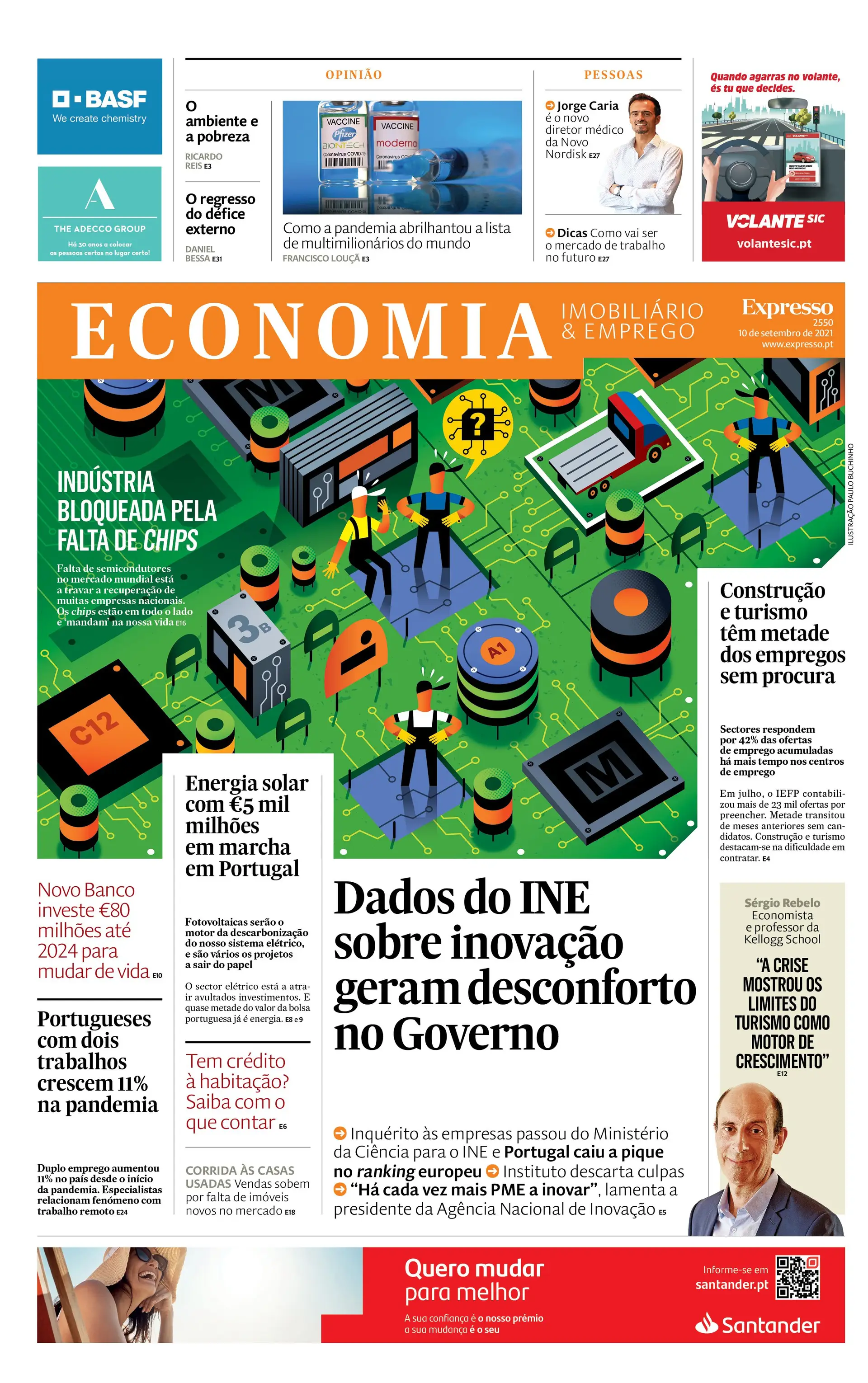 A 1ª página do Expresso Economia