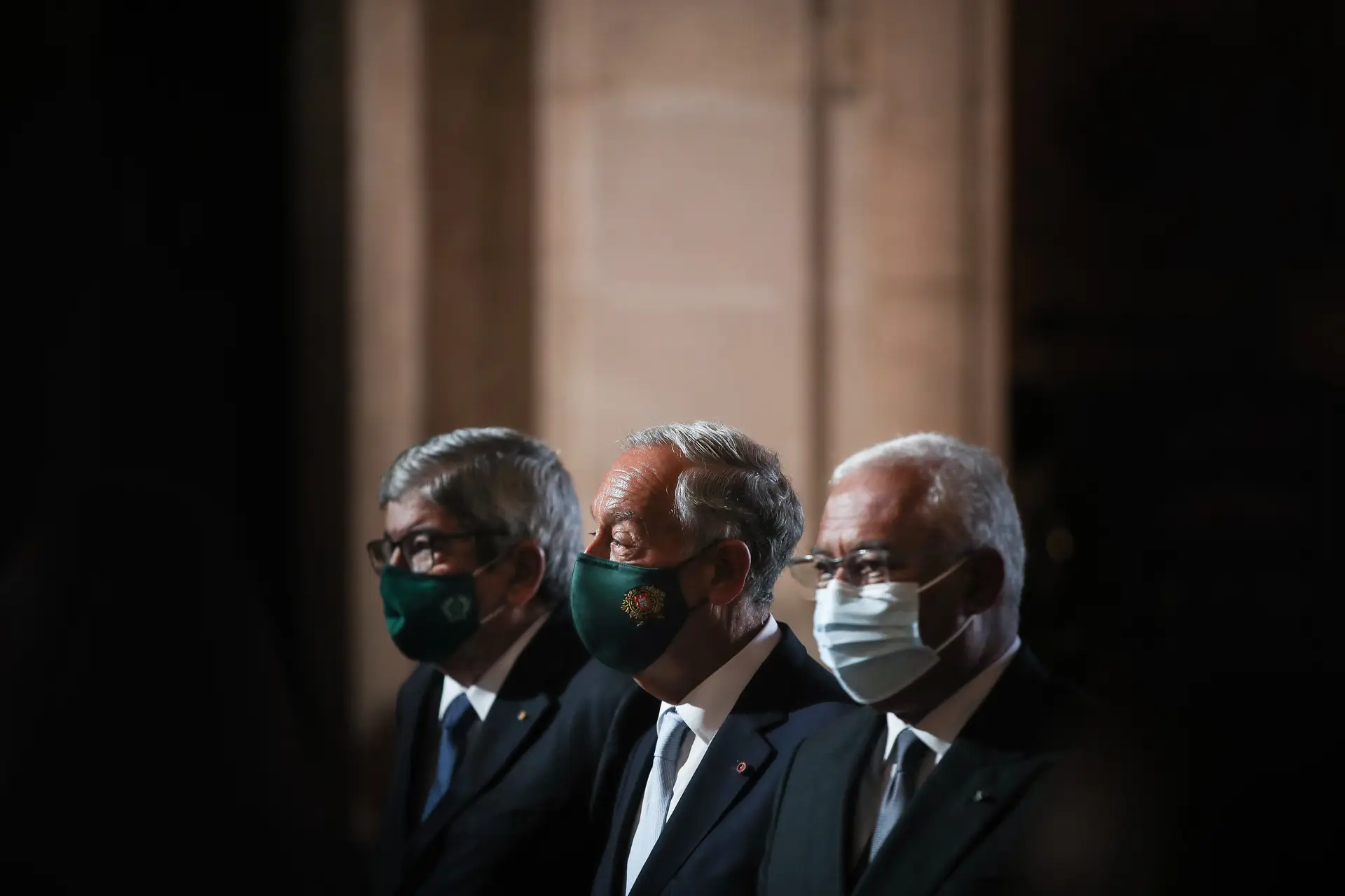 Ferro Rodrigues, Marcelo Rebelo de Sousa e António Costa na cerimónia de concessão de honras de Panteão Nacional a Aristides de Sousa Mendes