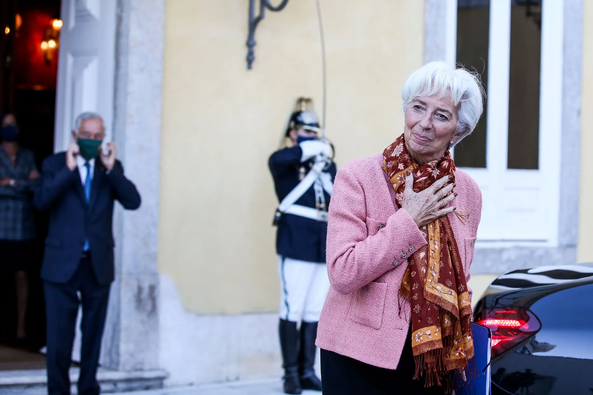 Christine Lagarde, presidente do BCE, em Lisboa, após o encerramento da reunião do Conselho de Estado em que participou a convite do presidente português