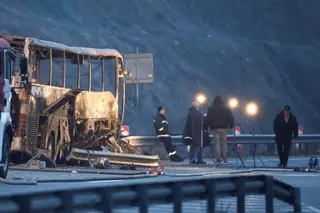 The bus ran between Istanbul (Turkey) and Skopje (North Macedonia).