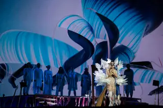 Björk em palco no Shrine Auditorium de Los Angeles, na Califórnia, Estados Unidos, a 26 de janeiro de 2022/Getty