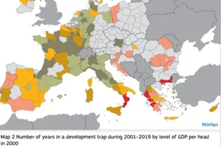 Número de anos que cada região permanece na chamada “armadilha do desenvolvimento” Fonte: Relatório da Coesão