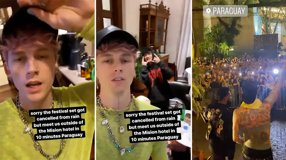 Machine Gun Kelly avisou que ia dar concerto improvisado à porta do hotel onde estava alojado. Os fãs apareceram