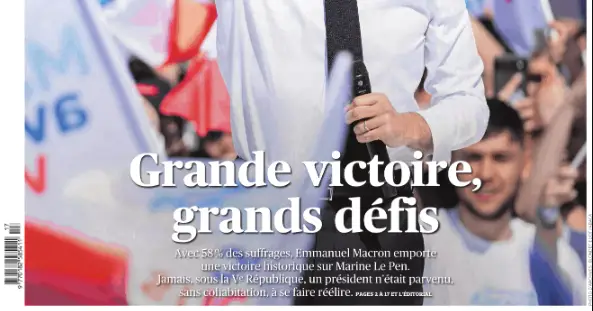 “Grande vitória, grandes desafios”. Veja as capas dos jornais franceses sobre a “vitória histórica” de Macron