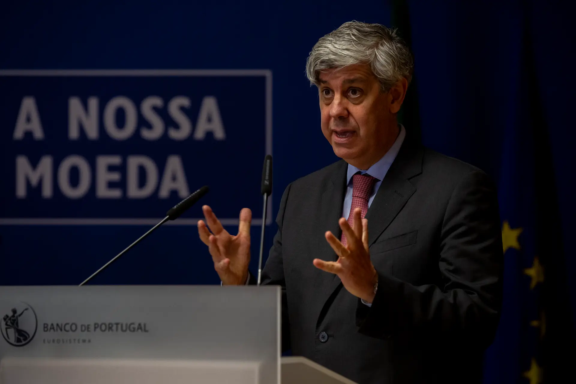 Apresentação de resultados do Banco de Portugal, feita pelo governador Mário Centeno.Foto Ana Baião