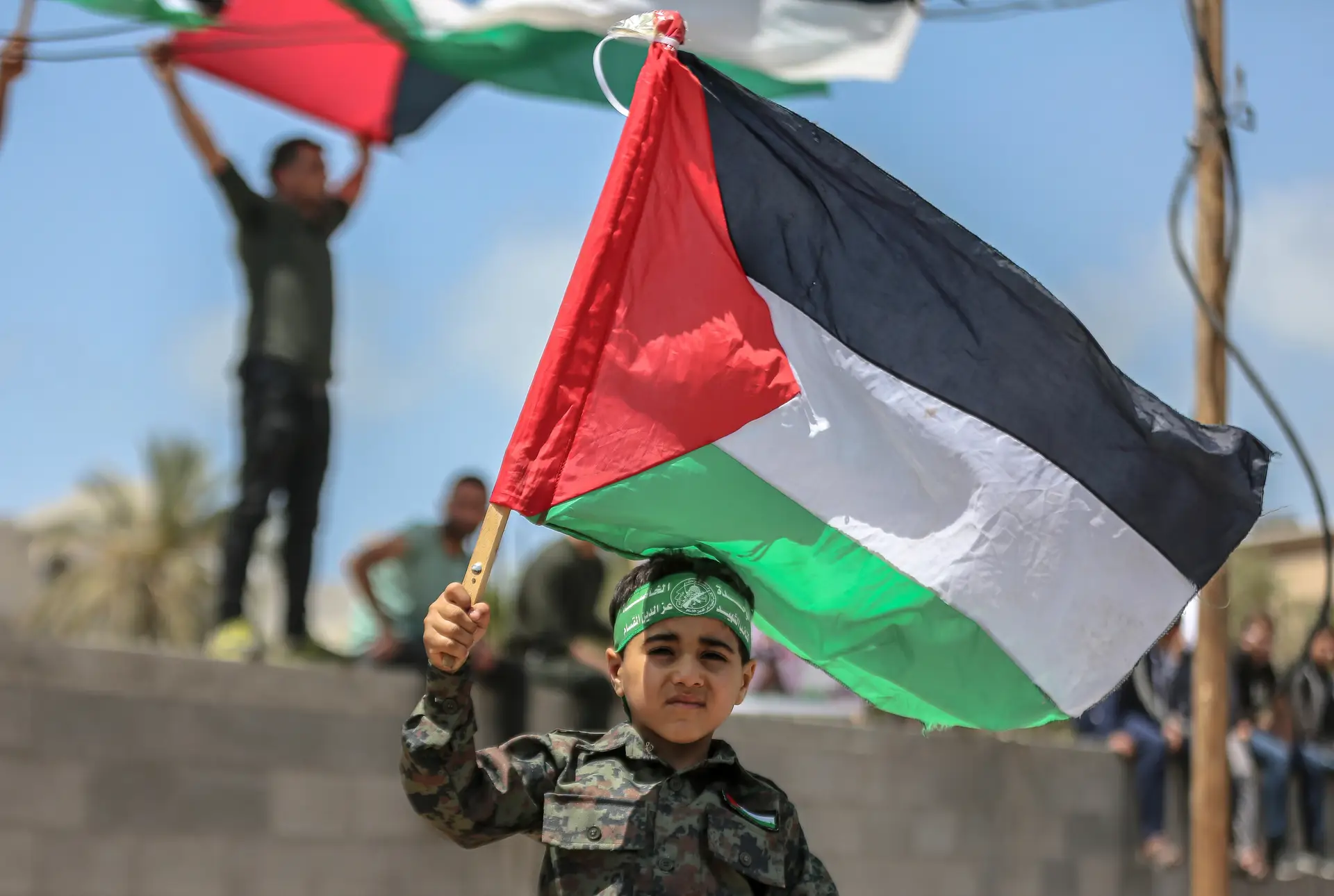 Criança palestiniana nas comemorações do Dia de Nakba, 15 de maio de 2022