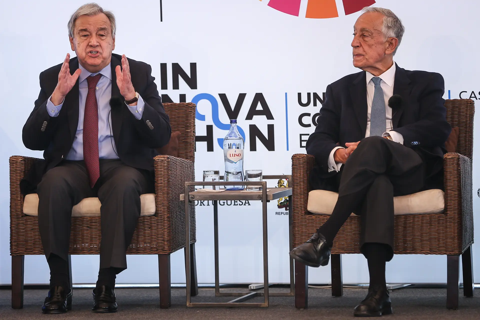 António Guterres e Marcelo Rebelo de Sousa na Conferência dos Oceanos, em Lisboa