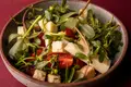 Salada de beldroegas, queijo de Serpa, tomate e pepino