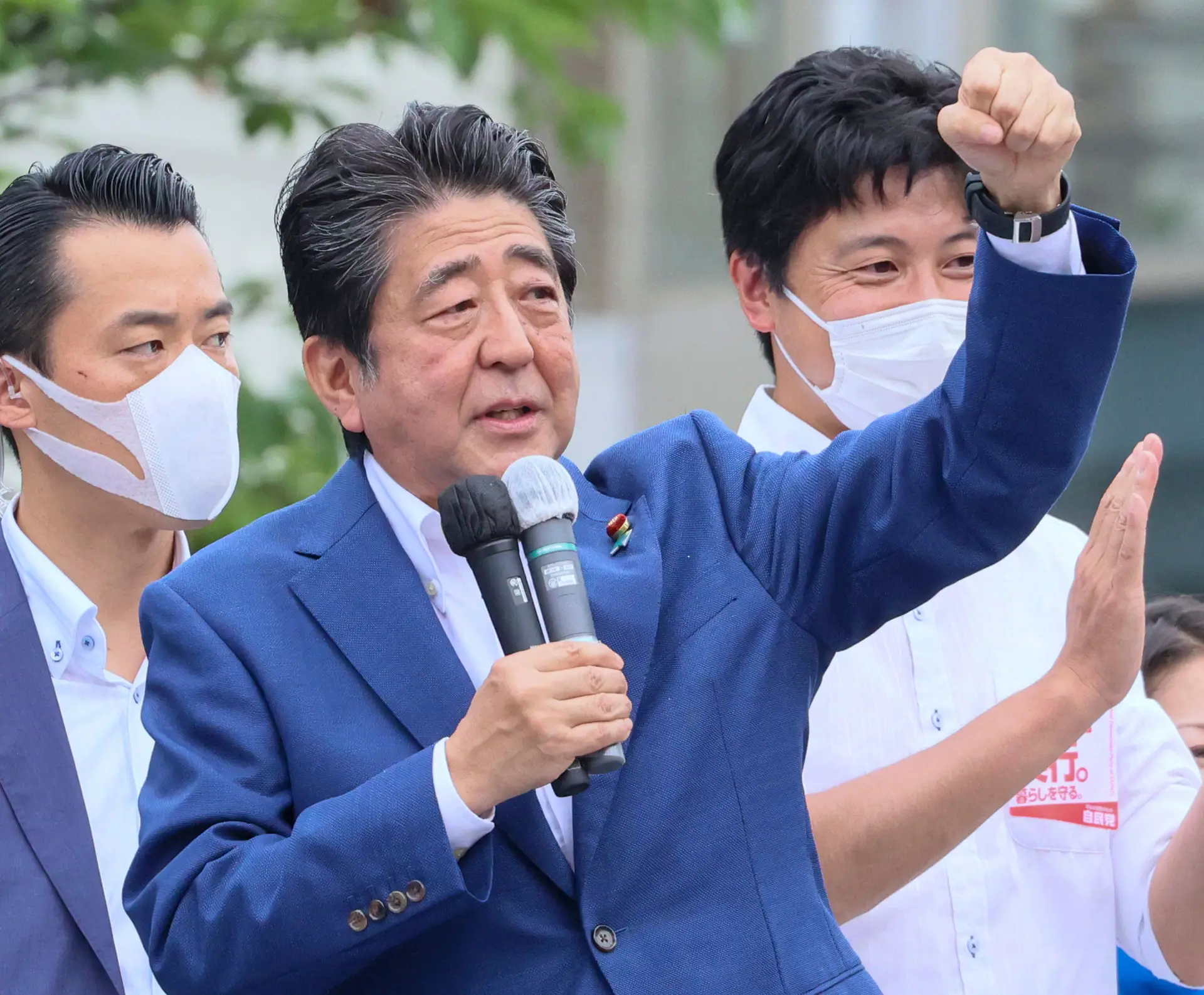 Shinzo Abe em campanha pelo Partido Liberal Democrata 