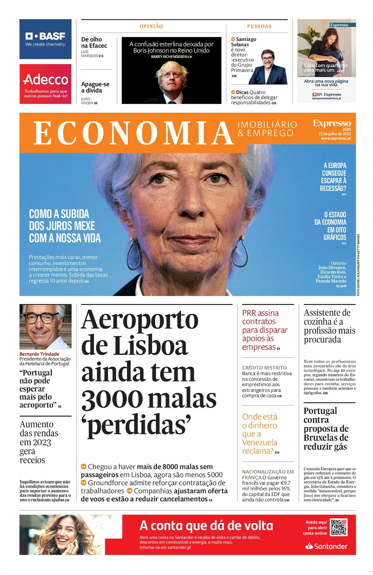 A 1ª página do Expresso Economia - Expresso