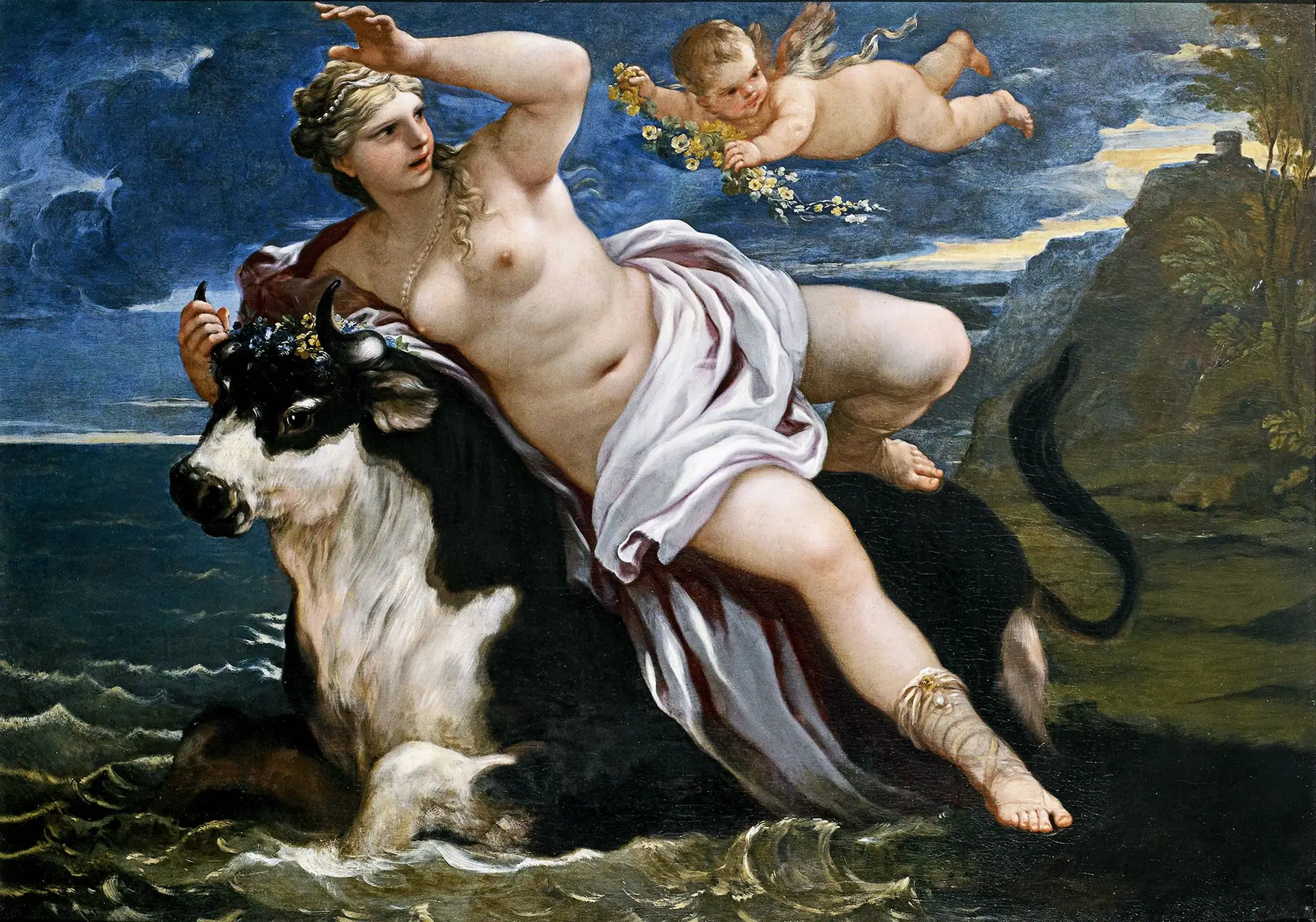 Rapto Na mitologia grega, a Europa é levada por Zeus, disfarçado de touro, para que Hera, a sua mulher, não percebesse. Pintura de Luca Giordano (1632-1705),