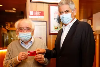Emílio Andrade, no 100.º aniversário com Luís Filipe Vieira