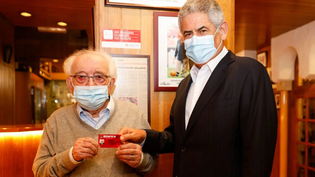 Emílio Andrade, no 100.º aniversário com Luís Filipe Vieira