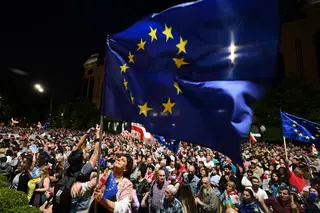 Manifestação na Geórgia a favor de mais reformas que possam levar o país cada vez mais próximo de atingir o estatuto de candidato à UE 