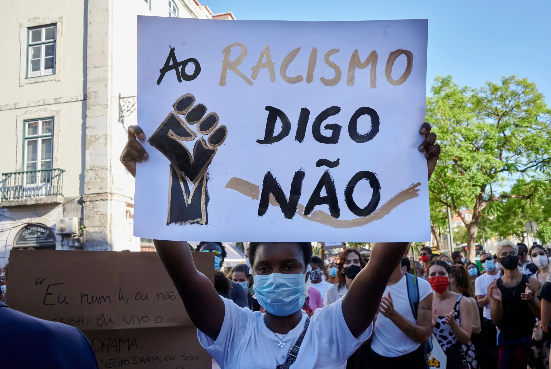 Manifestação em 2020 após a morte de Bruno Candé