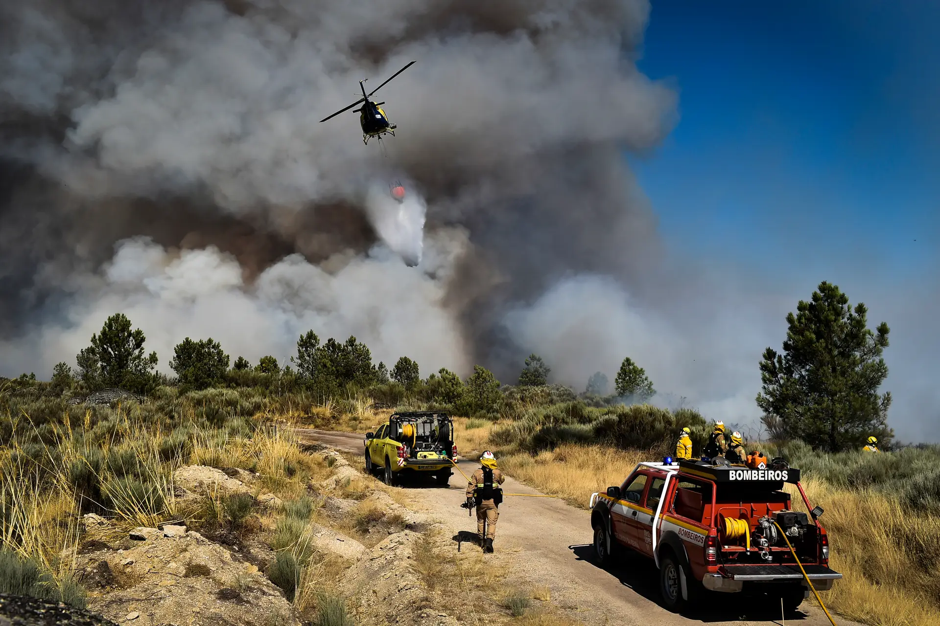 Mais de 1200 bombeiros combatem incêndio na Serra da Estrela, noite foi positiva para o controle do fogo