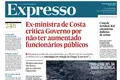 Ex-ministra de Costa critica Governo por não ter aumentado funcionários públicos