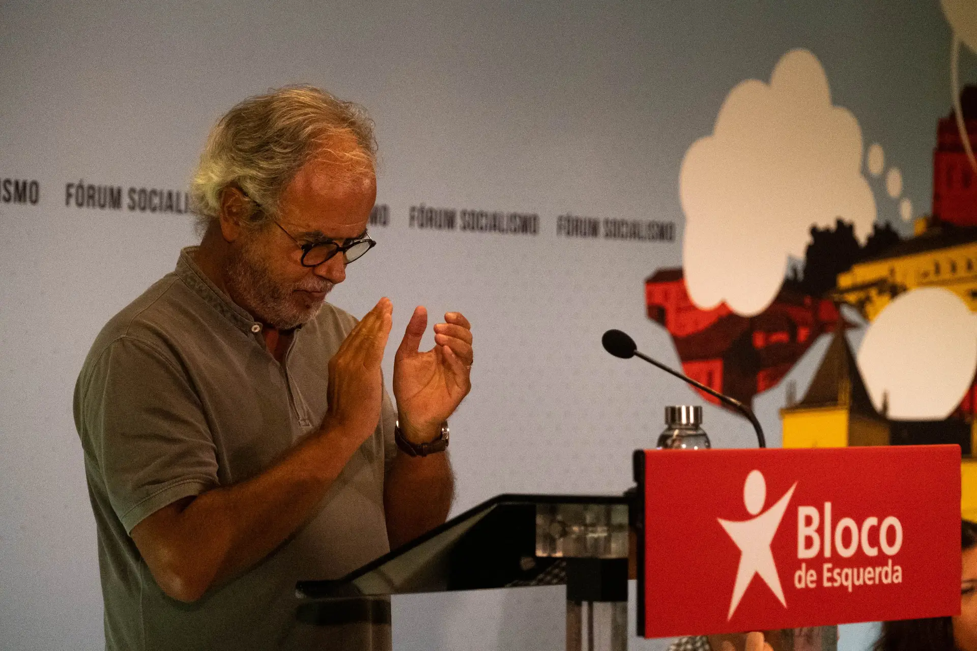 O primeiro a discursar na rentrée do Bloco foi o histórico ex-deputado José Manuel Pureza