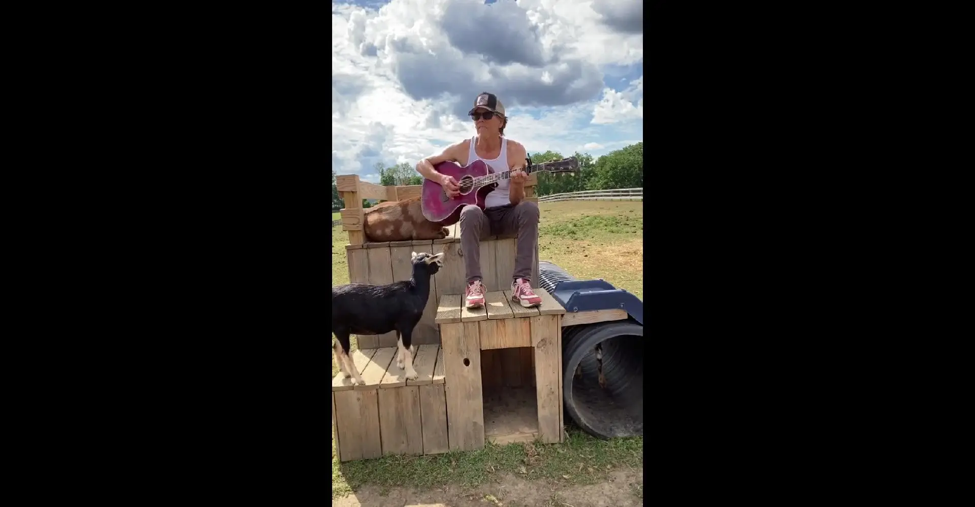 Kevin Bacon faz versão de Beyoncé para uma plateia de cabras