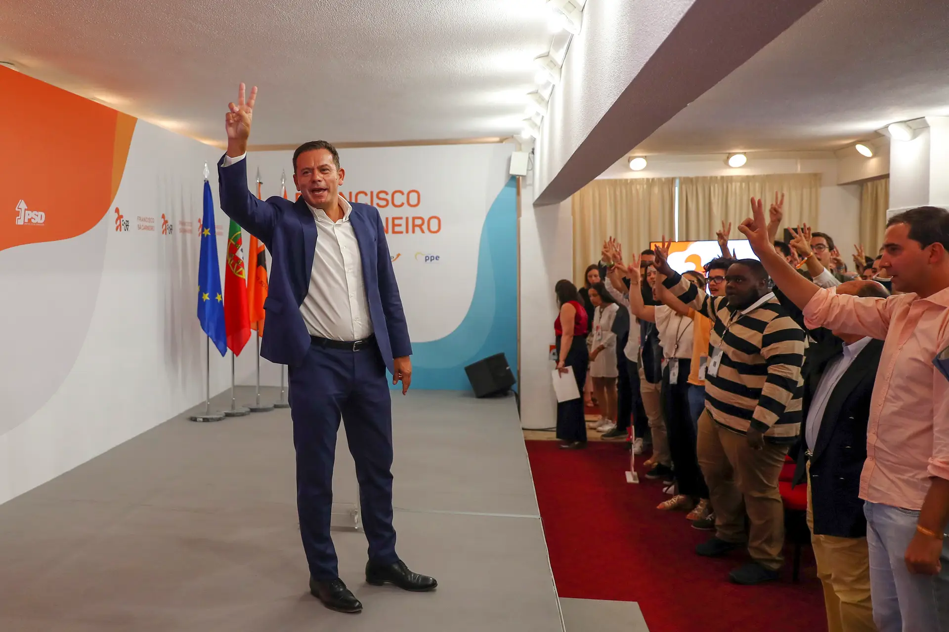 O presidente do Partido Social Democrata (PSD), Luís Montenegro na sessão de encerramento da Universidade de Verão do partido em Castelo de Vide.