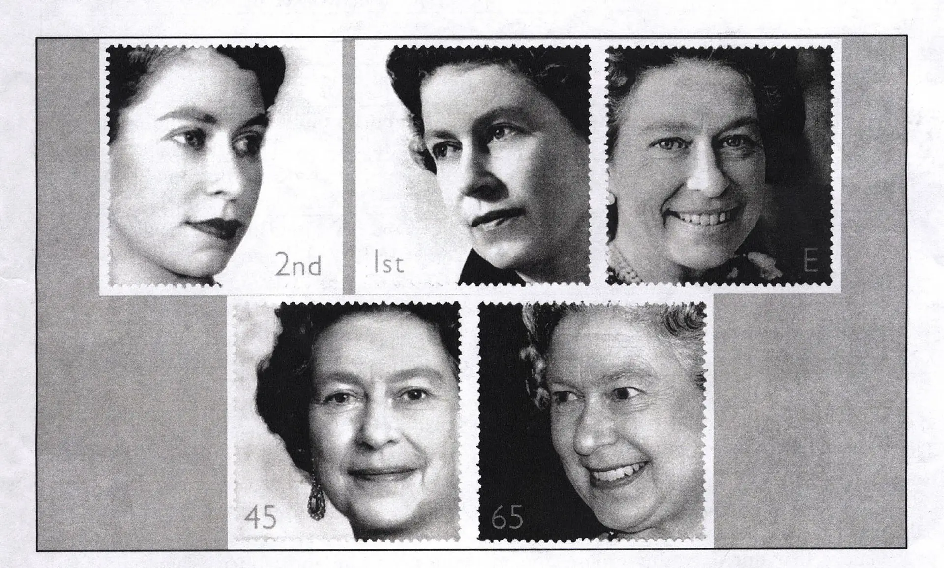 Uma edição especial de selos, lançada nos 50 anos do reinado de Isabel II