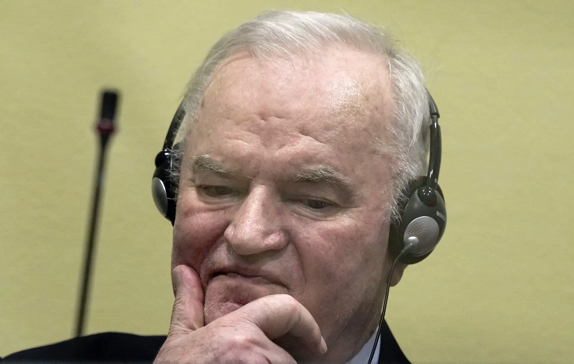 Ratko Mladic em audiência em 2021