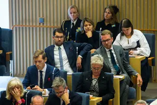 Jimmie Akesson na abertura do Parlamento sueco em 2015