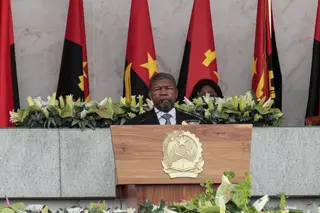 Presidente angolano João Lourenço durante a cerimónia de tomada de posse, em Luanda