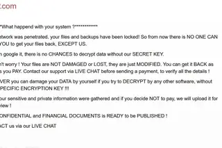 Mensagem que o grupo Ragnar Locker deixou na Dark Web aquando do ataque à EDP, que encaminhava para uma ligação para uma carteira de bitcoins que nunca chegou a ser usada 