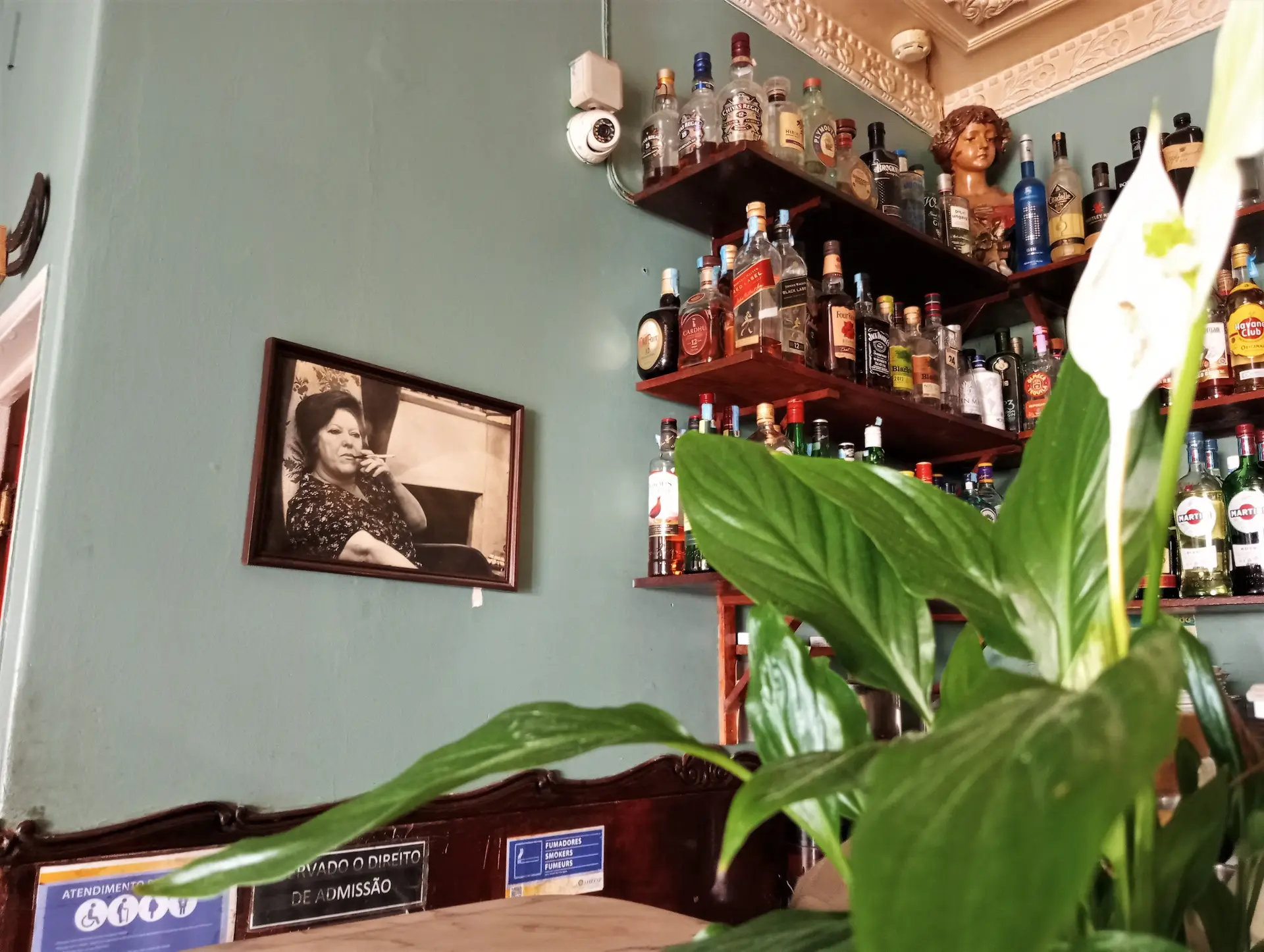 Retrato de Natália Correia na parede do atual Botequim
