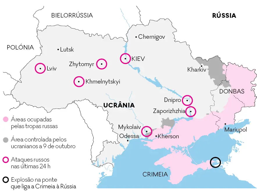 “De norte a sul e de leste a oeste”: como a Ucrânia, e a capital Kiev, foram esventradas por nova vaga de bombardeamentos