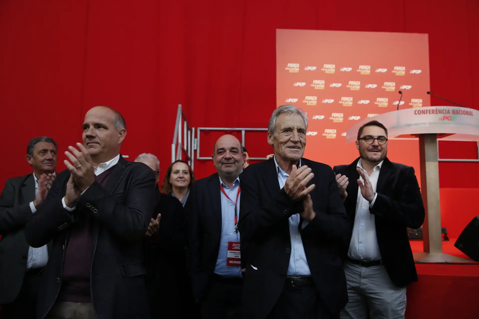 Jerónimo de Sousa à chegada para a Conferência Nacional do PCP com Paulo Raimundo