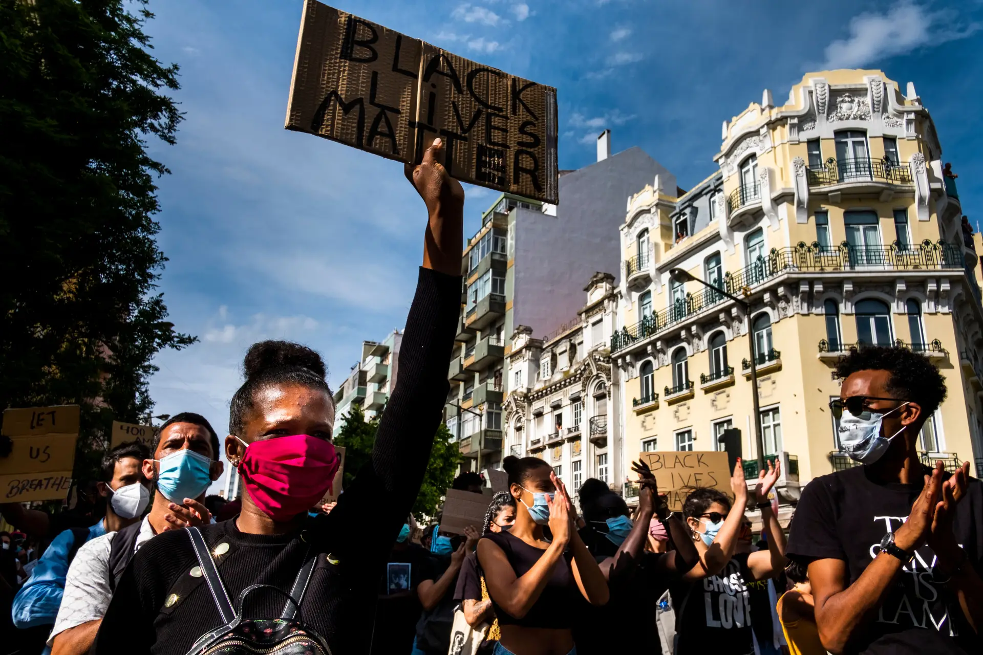 Manifestação de apoio ao movimento "Black Lives Matter", em Lisboa