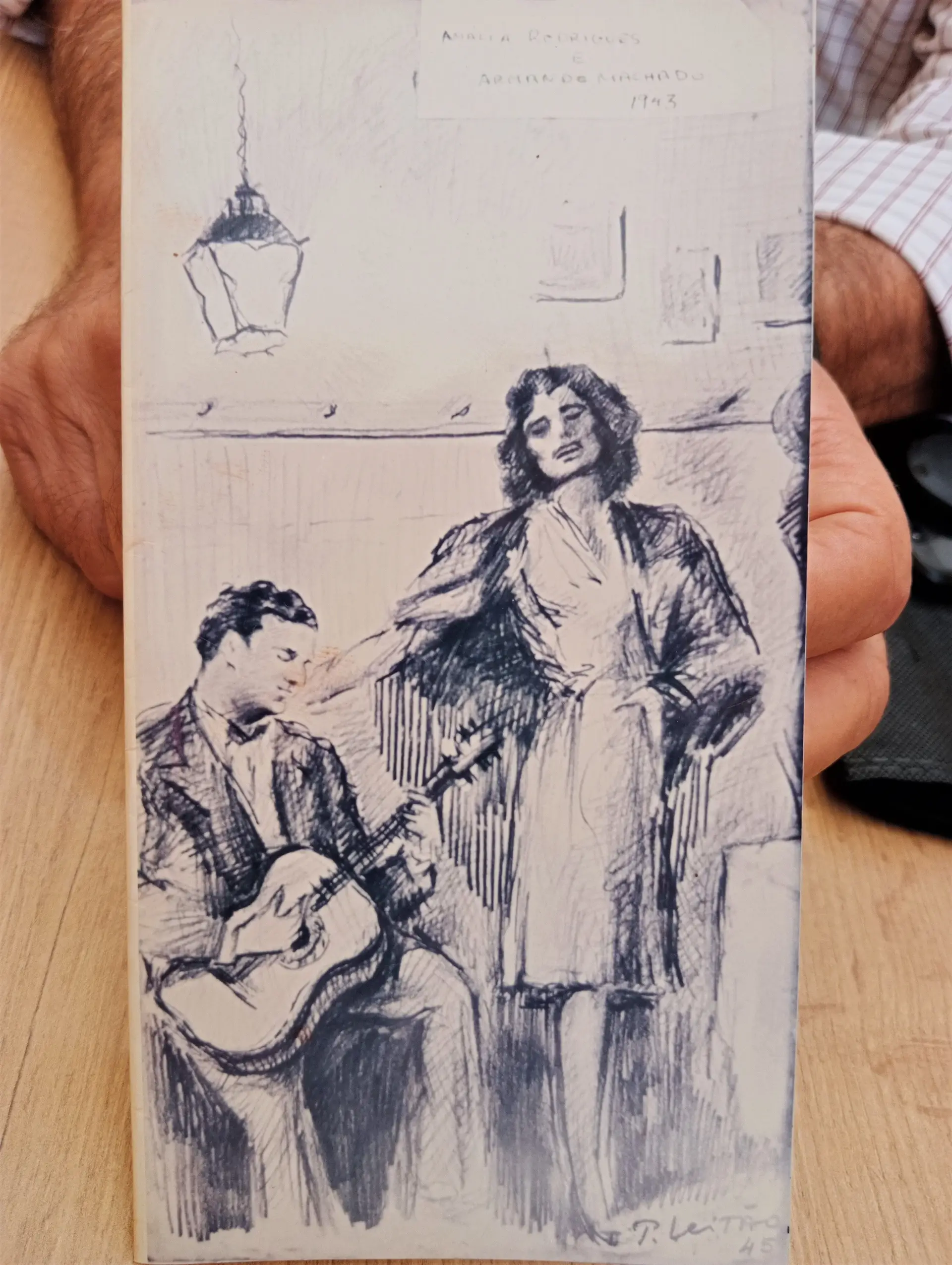 Capa de um menu com um desenho de Pedro Leitão