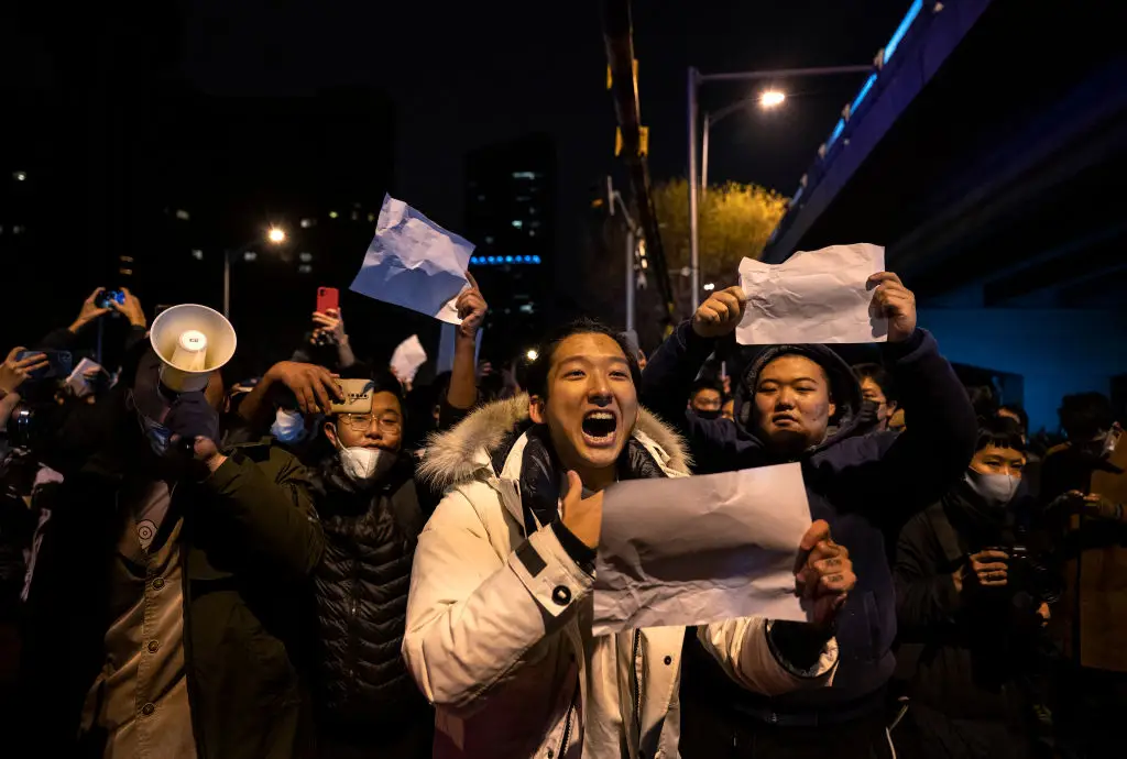 Protestos contra a política de "zero covid# em Beijing, na China, dia 28 de novembro