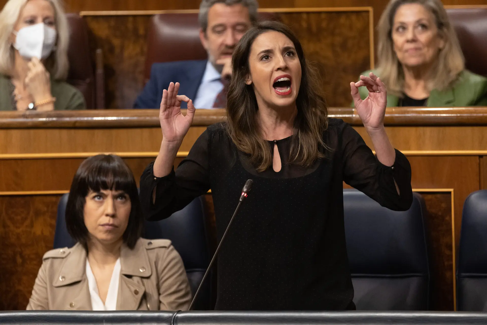 No centro da polémica está a ministra da Igualdade espanhola, Irene Montero, da frente esquerdista Unidas Podemos