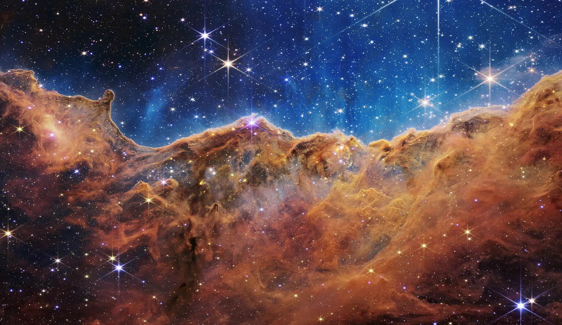 ESPAÇO. Os mistérios do universo primordial, captados pelo telescópio James Webb, ao estilo de uma pintura