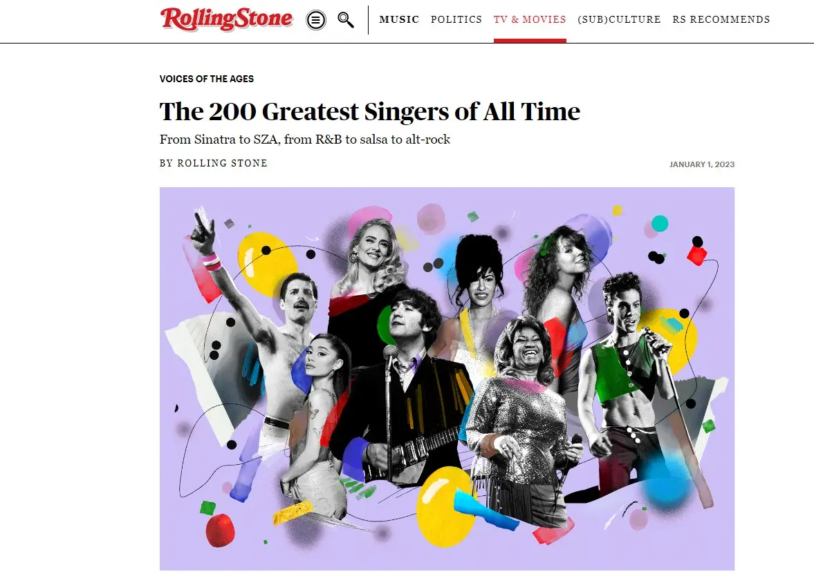 Há três falantes de português na lista de 200 melhores cantores de sempre da Rolling Stone