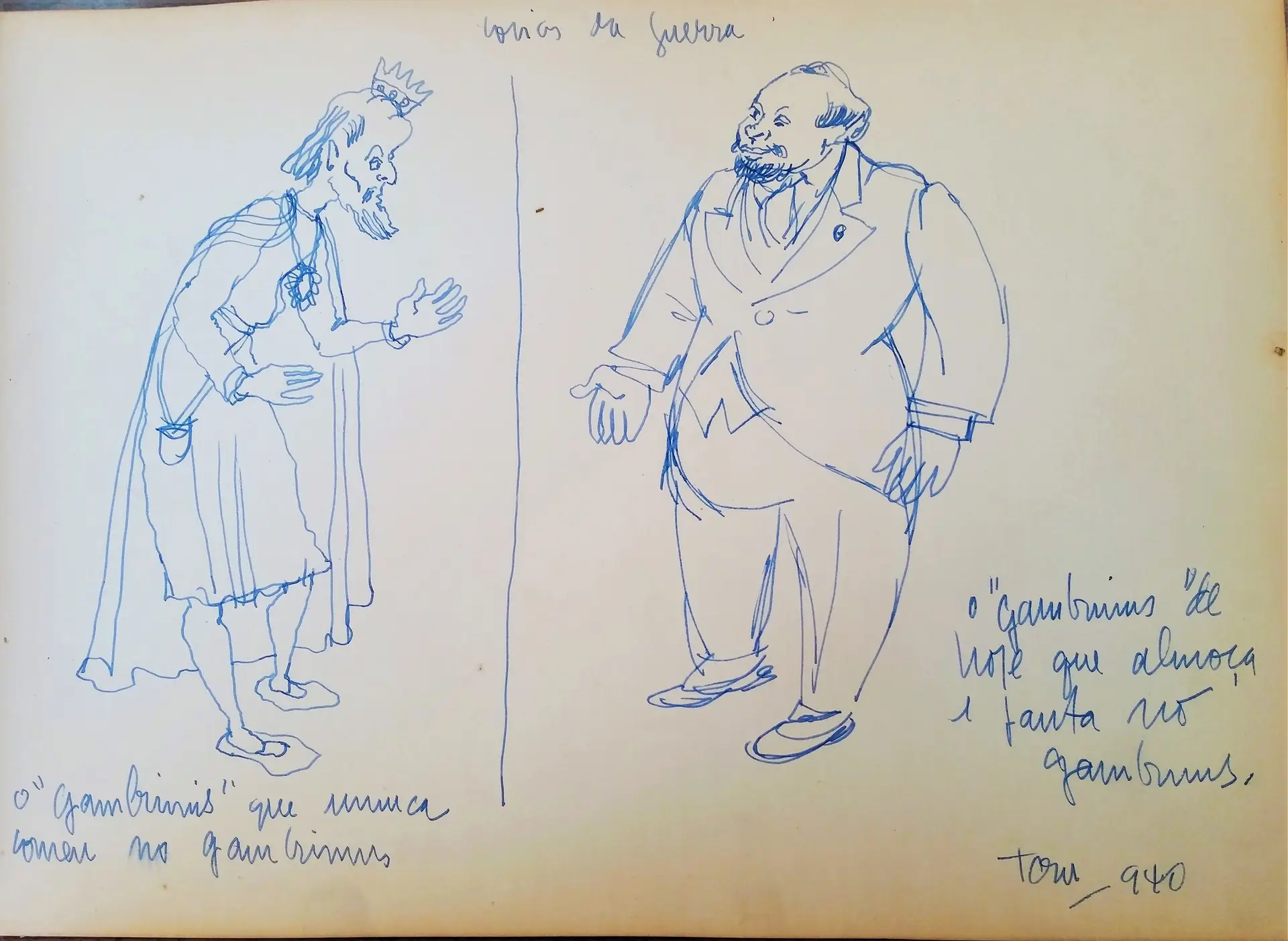O humor de Tom no livro de honra de 1940