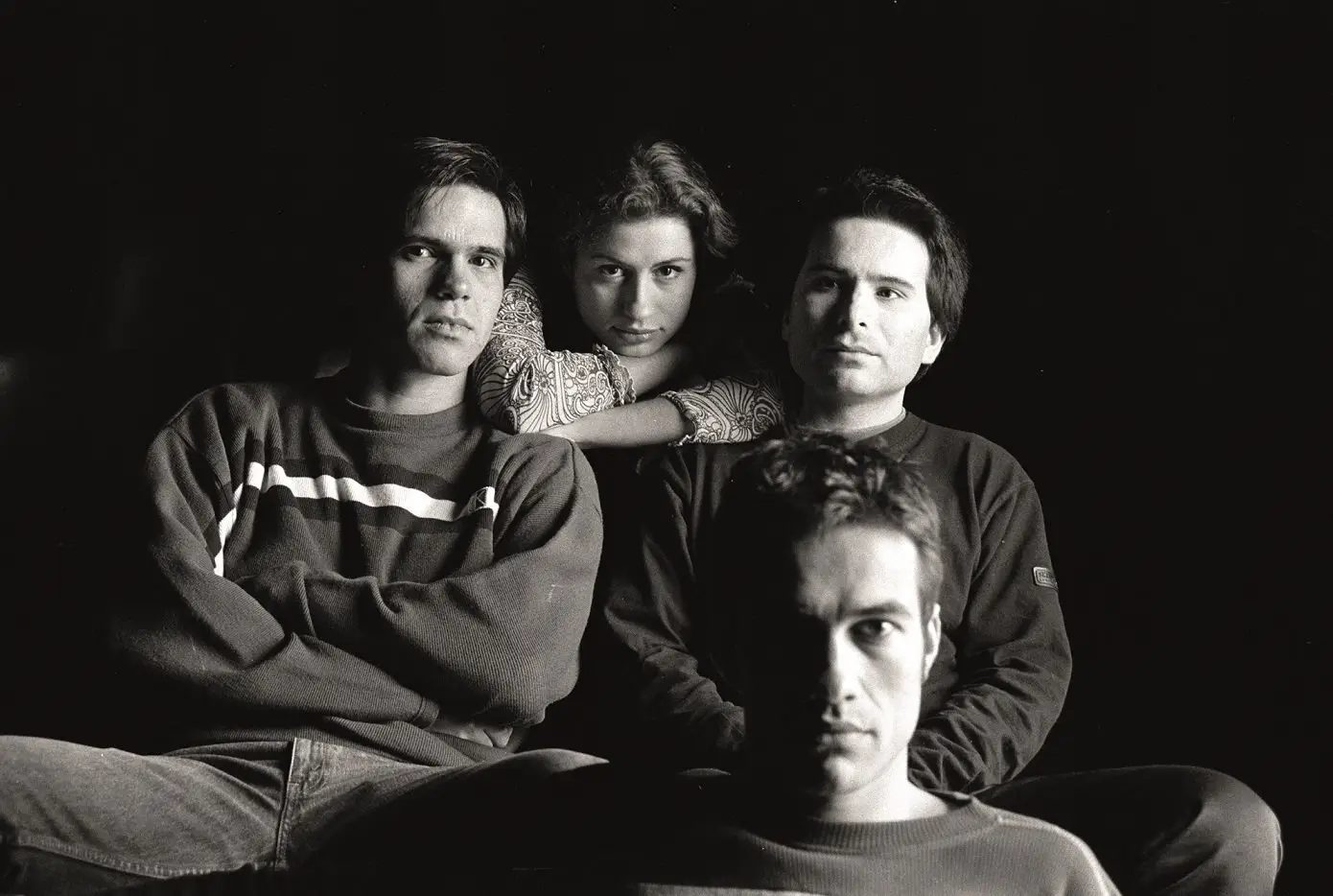 Silence 4 em 1998, na sala do Orfeão de Leira: Tozé Pedrosa, Sofia Lisboa, Rui Costa e David Fonseca